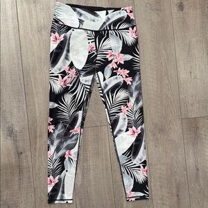 Victoria's Secret Black and Pink Floral Leggings